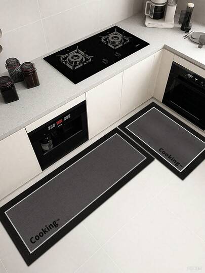 Koyu Gri Minimalist Tarzda Yemek Pişirme Harfleri Baskılı Mutfak Dekorasyonu Yer Paspası, Kaymaz, Oda Dekorasyonu, Oturma Odası, Banyo, Yatak Odası Halısı, Kapı Paspası, Alan Halısı ve Ev Dış Mekan Halısı Olarak Kullanıma Uygun, Polyester Elyaf Malzemeden Üretilmiştir, Temizlemesi Kolay ve Makinede Yıkanabilir, Tüm Mevsimler ve Tatiller İçin Uygundur.