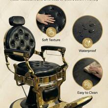 Huisuilinss Vintage Barber Chair,Hydraulic Recline Salon Chair,Hair Styling Chair,Adjustable Height,360° Swivel,Headrest & Footrest,700lbs Capacity,For Barbershop Beauty Tattoo Massage - 黑色 - 查看 6