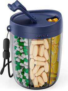 6-Compartment Large Capacity Portable Pill Organizer, Wide Mouth Anti-Mix Pill Box, Travel Pill Box, Can Hold Large Amount Of Supplements, Easy To Take Out, Travel Accessory, Back To School Season - Multicolor - View 18
