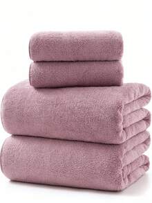 Minimalist Coral Fleece Solid Color Soft Absorbent Quick-Dry Bath Towel/Hand Towel For Home Use - Grey - View 6
