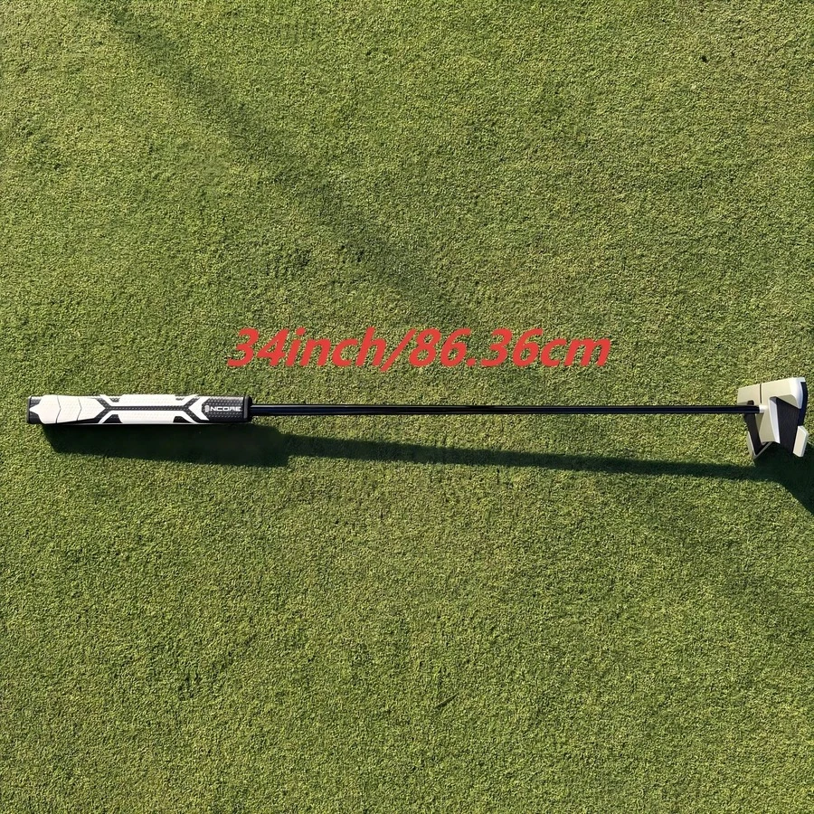 1pc ENCORE SPIRIT Low Torque Series Push Putter, 86.36cm Right-Handed, Matte Black Steel Shaft And Black & White PU Grip, High Stability Precision Putter, Suitable For Golf Practice, Suitable For Male And Female Golfers, Professional Right-Handed Putter