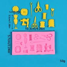 1件仿真粉色缝纫工具硅胶模具，剪刀纽扣，缝纫设计师服装模具，缝纫机模具，手工粘土和树脂滴胶，易于脱模，可重复使用的硅胶模具。 - 粉紅色-縫紉工具 - 查看 7