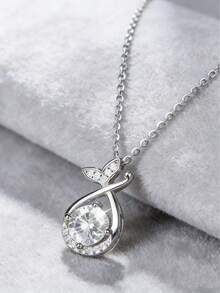 VceTd 1件优雅奢华鱼尾水滴吊坠项链，闪亮鱼尾吊坠魅力项链，不锈钢女士首饰，多功能颈链，防褪色，简约优雅，时尚配饰，适合日常佩戴或派对，女士珠宝礼物 - 銀色 - 查看 4