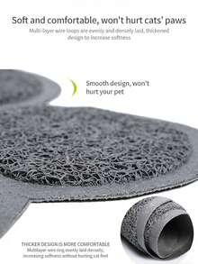 1片PVC防滑宠物猫砂垫，爪印图案，可用作猫砂盆垫和餐垫，耐刮擦 - 彩色 - 查看 7