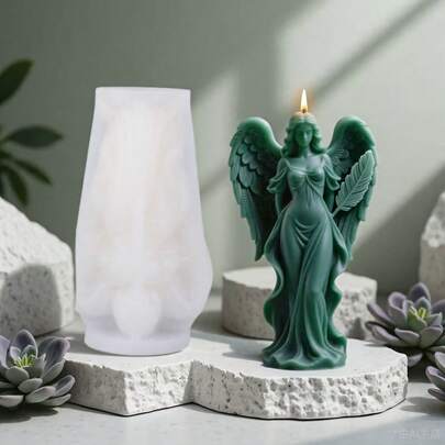 1pc Dreamy Wings Goddess Aroma Candle Silicone Mold, DIY Fragrance Stone Decor Silicone Mold