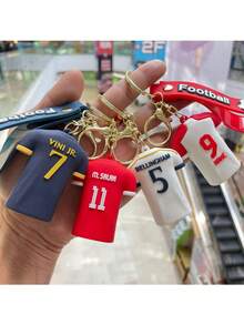 4pcs/Set Football Jersey Keychain, Cartoon Figurine Backpack Pendant, Car Keychain Small Gift - Jersey Style - View 1