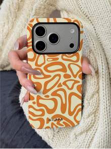 GIIPPA 1pc Orange Asymmetrical Wave Pattern Design Phone 17 Pro Max Case, Compatible With IPhone 16 Pro Max, 15 Pro Max, 14 Pro Max, Korean Stylish Phone Case, Fits 11/12/13/14/15/16 Pro Max Plus, Elegant Design Suitable For Both Men And Women, Ideal Gift For Christmas, Valentine's Day, Easter, Wedding Season And Birthday For Girlfriend - Orange - View 5