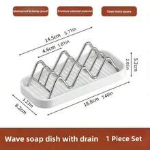 1 khay đựng xà phòng 4 tầng hình lượn sóng có khay hứng nước tháo rời, giá đựng xà phòng bằng thép không gỉ chống gỉ sét, chống trượt và tiết kiệm không gian, lý tưởng cho bàn trang điểm phòng tắm, mặt bàn bếp để giữ xà phòng và dụng cụ vệ sinh gọn gàng, kéo dài tuổi thọ xà phòng và ngăn ngừa vết bẩn do nước. - Nhiều màu - Xem 9