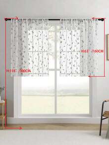 1 buah Tirai Tipis Bordir, Motif Bunga, Dengan Kantong untuk Batang Tirai, Penghalang Sinar UV, Bernapas, Kain Poliester, Tanpa Lapisan, Cocok Untuk Ruang Tamu, Kamar Tidur, Ruang Makan - Grey - View 20