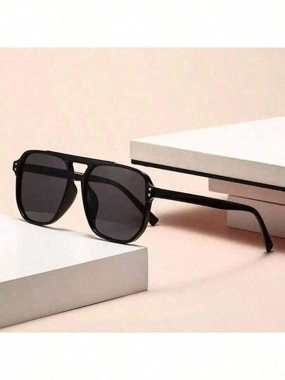 Unisex Large Size Gradient Frame Glasses, Slimming Effect, Suitable For Beach, Travel, Casual, Golf, Cycling, Fishing And Other Outdoor Activities