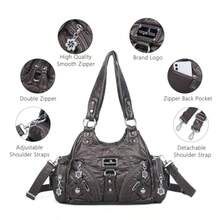 Angel Kiss Purses For Women Small Hobo Shoulder Bags Vagen Leather Multi-Pocket Tote Bag With Zipper#Yy - 錫 - 查看 7