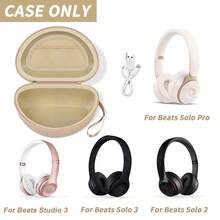 ALKOO Hard Headphone Case Compatible With Solo 2 3 4 Solo Pro Studio Pro Studio3 Portable Travel Carrying Bag With Mesh Pocket Daily Storage Case Only - Apricot - View 2