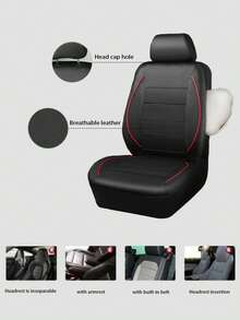9pcs/4pcs Set Universal Leather Car Seat Covers With Airbag Compatibility, Zipper Design And Openings, Suitable For SUV And Truck - Style a - View 10