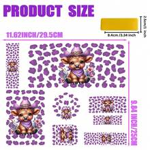 【7件套UV DTF贴纸套装+1个工具】 - 高地牛图案，包含16盎司杯套x1、A6笔记本贴纸x1、迷你杯钥匙扣贴纸x1、瓶贴x1、笔套x1、书签x1、杯盖贴纸x1以及工具x1 - 易于粘贴，经久耐用，套装，组合装，复活节/母亲节/父亲节礼物之选 - Highland Cow design - 查看 4