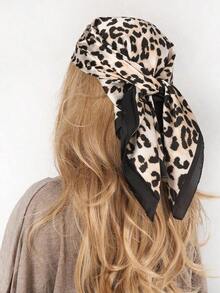 70cm Elegant Ladies Fashion Leopard Print Silk Square Scarf, Neckerchief, Headband Bandana - Rỉ Nâu - Xem 2