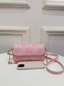 1 chiếc túi xách da PU màu hồng/be/đen dập nổi họa tiết cỏ bốn lá và trái tim dâu tây, kiểu dáng tote/đeo vai/đeo chéo, khóa nam châm và khóa kéo, phong cách sang trọng ngọt ngào cho mùa xuân/hè, đi chơi, hẹn hò, mặc thường ngày. - Hồng - Xem 8