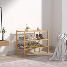 3 Tier Bamboo Shoe Rack For Closet Free Standing Wood Shoe Shelf Storage Organizer For Entryway Small Space Stackable 27"X11"X20" (Natural) - thiên nhiên - Xem 2