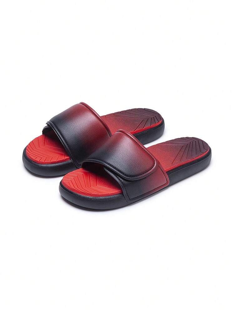 Sandalias de hombre con efecto degradado, cierre de , pantuflas casuales de verano - Rojo - Añade 7