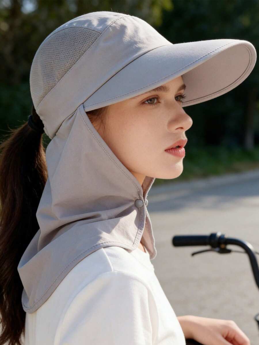 1 Stück Damen Sonnenhut mit breiter Krempe, voller Sonnenschutz, inklusive Nackentuch, geeignet für den täglichen Gebrauch, Radfahren, Camping, Wandern, Angeln und andere Outdoor-Aktivitäten, Sommer, Strand, Urlaub, Reise - Verschiedenfarbig - Übersicht 1