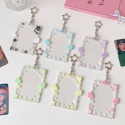 1 chiếc hộp đựng thẻ cứng hình ngôi sao, ốp bảo vệ thẻ 3 inch dành cho học sinh, bộ mặt dây chuyền trưng bày thẻ nhỏ hình thần tượng.