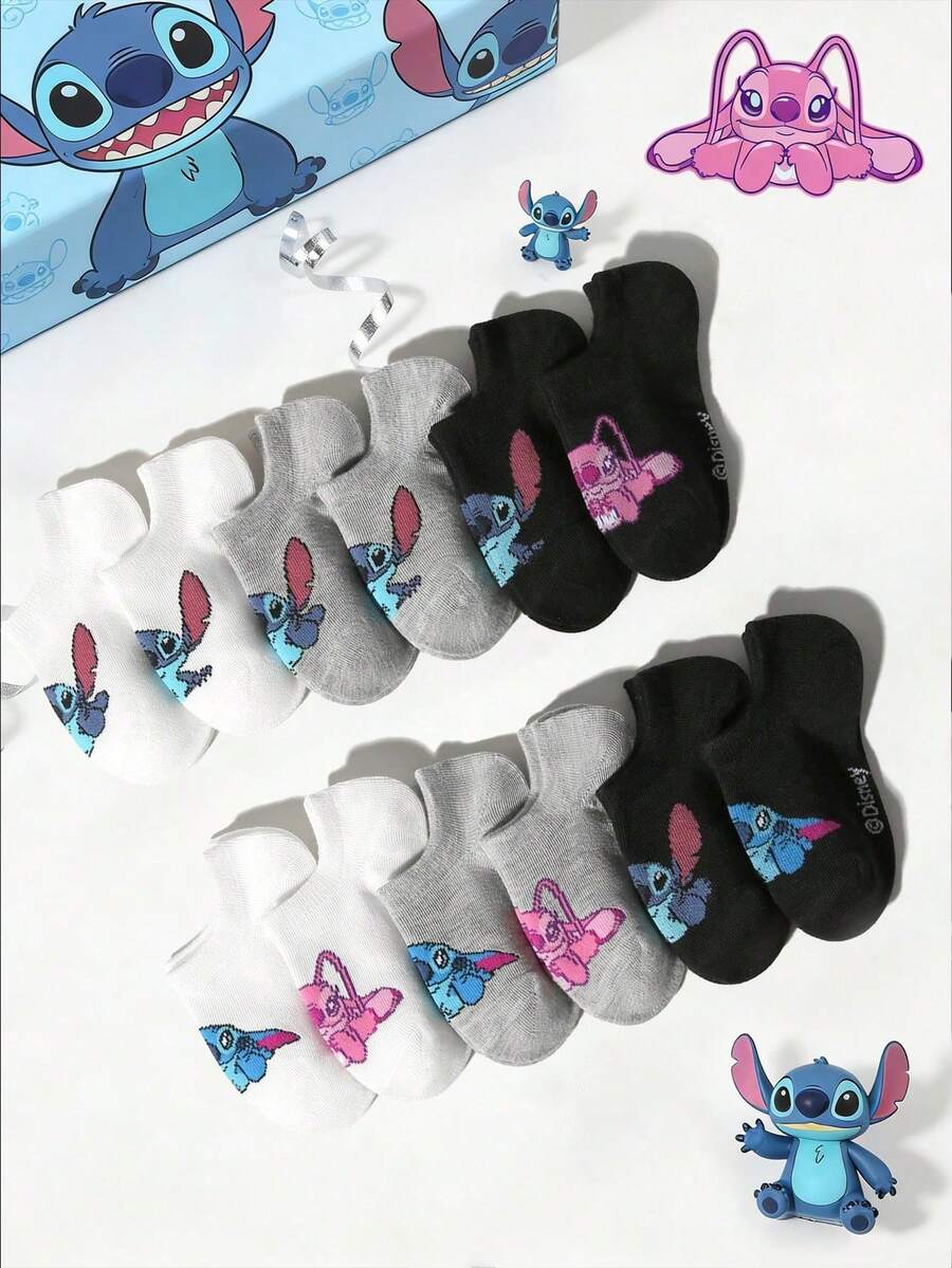 Disney 1/5/10 pares de calcetines para niños para primavera/verano, decorados con diseños de dibujos animados lindos, calcetines deportivos minimalistas de moda, casuales, transpirables y suaves, adecuados para uso diario, regalos, viajes, vuelta al colegio, color y estilo aleatorios - Multicolor - Ver 1