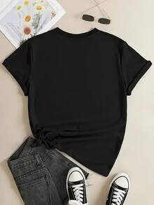 Women'S Casual Graphic Tee - "It'S What It Is" Distressed Black T-Shirt With White Lettering, Short Sleeve, Round Neck, Summer Style, Casual Summer Wear| Bold Statement Tee| Distressed Fabric - 黑色 - 查看 2