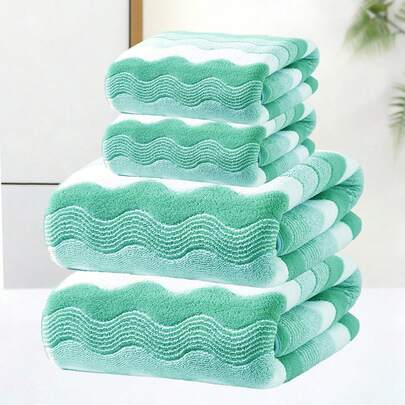 Bộ khăn tắm + khăn tay bằng vải lông san hô, họa tiết mới, siêu mềm mại và thấm hút tốt, nhanh khô, dùng để rửa mặt, tắm, chất lượng tốt hơn, nhẹ, thích hợp cho phòng tắm, phòng ngủ, nhà ở, khách sạn, hồ bơi, spa, sử dụng được quanh năm, trang trí phòng tắm, phụ kiện phòng tắm, quà tặng Ngày của Mẹ