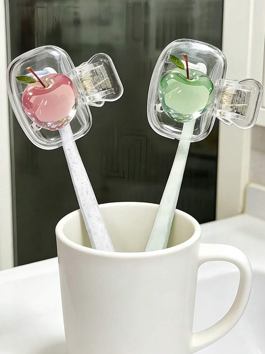Red Apple & Green Apple Pattern Portable Toothbrush Head Cover, Storage Box, Toothbrush Protector Holder, Essential Bathroom Accessory For Home, Business Travel, Daily Use And Outdoor, Great For Mother's Day, Easter Gift, Spring/Summer Essentials