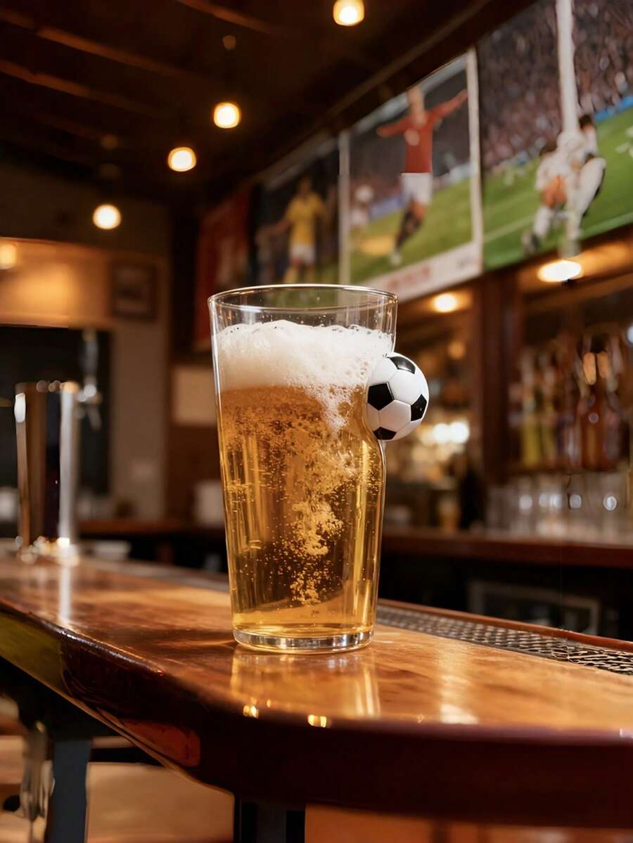550ml Caneca de Cerveja de Vidro Borossilicato Grande Sem Chumbo com Bola de Futebol Embutida, Copo de Bebida Transparente, Copo de Chá, Copo de Leite, Copo de Suco para Uso Doméstico