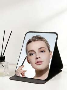 Adjustable Portable Makeup Mirror | Desktop/Handheld Makeup Mirror For Dorm, Office And Home | Minimalist Bathroom Decor - Bright black - View 1