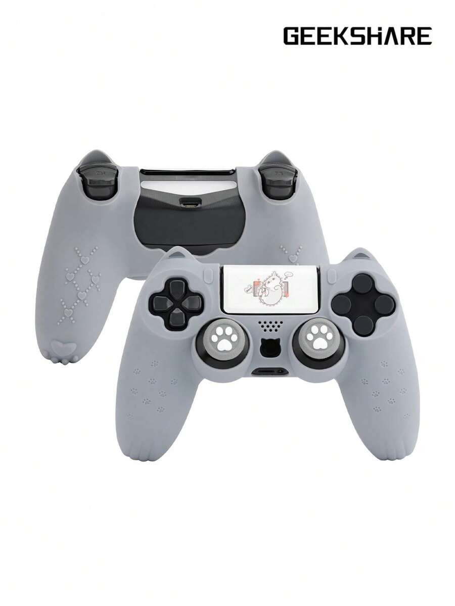GeekShare 4pcs Cat Claw Silicone Game Controller Protective Cover Set (1* Silicone Controller Skin + 1* Custom Sticker + 1 Pair Thumb Grips) - View 1