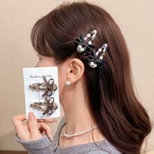 1个可爱蝴蝶结PU皮革发夹，百搭日常佩戴发夹 - 彩色 - 查看 4