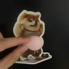 3D Sticker 1pc/2pcs/5pcs Creative Fried Chicken, Corgi, Puppy Belly Stickers, Cute Decorative Stickers - Grey - View 4