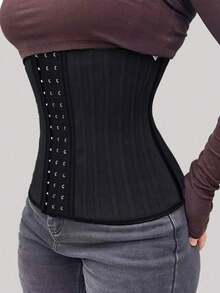 Ladies' Latex Waistband With Buckles, Sports Waist-Cinching And Belt-Tightening Belt, Tight Restraint Belt - Black - View 5
