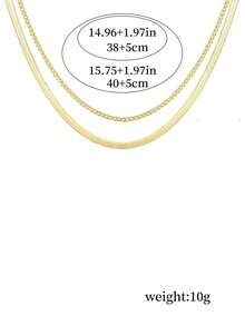 2pcs Stainless Steel Chain Necklace Set, Fashion Minimalist Cuban Link & Blade Chain Layered Necklace, Luxury Niche Versatile Necklace Accessories Suitable For Girls & Women - Gold - View 4