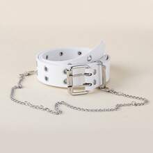 1pc Unisex Punk Style Waist Chain Belt, PU Leather Waist Chain Decor, Suitable For Party, School, Autumn, Christmas Wear - Belt - View 9