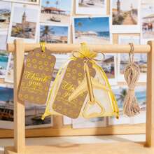 10/30 pièces Set d'ouvre-bouteilles avion avec sacs transparents jaunes et cartes de remerciement, cadeaux de mariage, cadeaux de baby shower, cadeaux de retour, cadeaux de fête à thème voyage, que l'aventure commence - avion - Voir 5