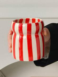 Cabin Kangaroo 1 chiếc cốc sứ kẻ sọc vẽ tay kiểu Ins, cốc cà phê thiết kế độc đáo, cốc ăn sáng gia đình, cốc đựng cọ trang điểm cao cấp. - Nhiều màu - Xem 19