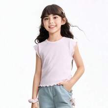 Annil [Wave-Hem Slim Fit Vest]Girls' Summer Elastic Slim Fit Top - Comfortable Movement, Skin-Friendly, Breathable, Sweet And Fun - Energetic Powder - View 11