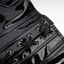 1pc Women's Shiny Leather Waist Belt, Waist Cincher For Slimming, Suitable For Party And Daily Wear - Black - View 4