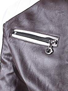 AHTELB Men's Outdoor Casual Regular Leather Jacket Riding Coat, Fashion Casual Colorblock Leather Jacket, Anti-Theft Zipper Design, Racing Style, Motorcycle Riding Suit, Perfect For Parties And Riding Activities, Men's Jacket, Gifts For Friends, Husbands, Boyfriends, PU Leather Sports Jacket - Chocolate Brown - View 4