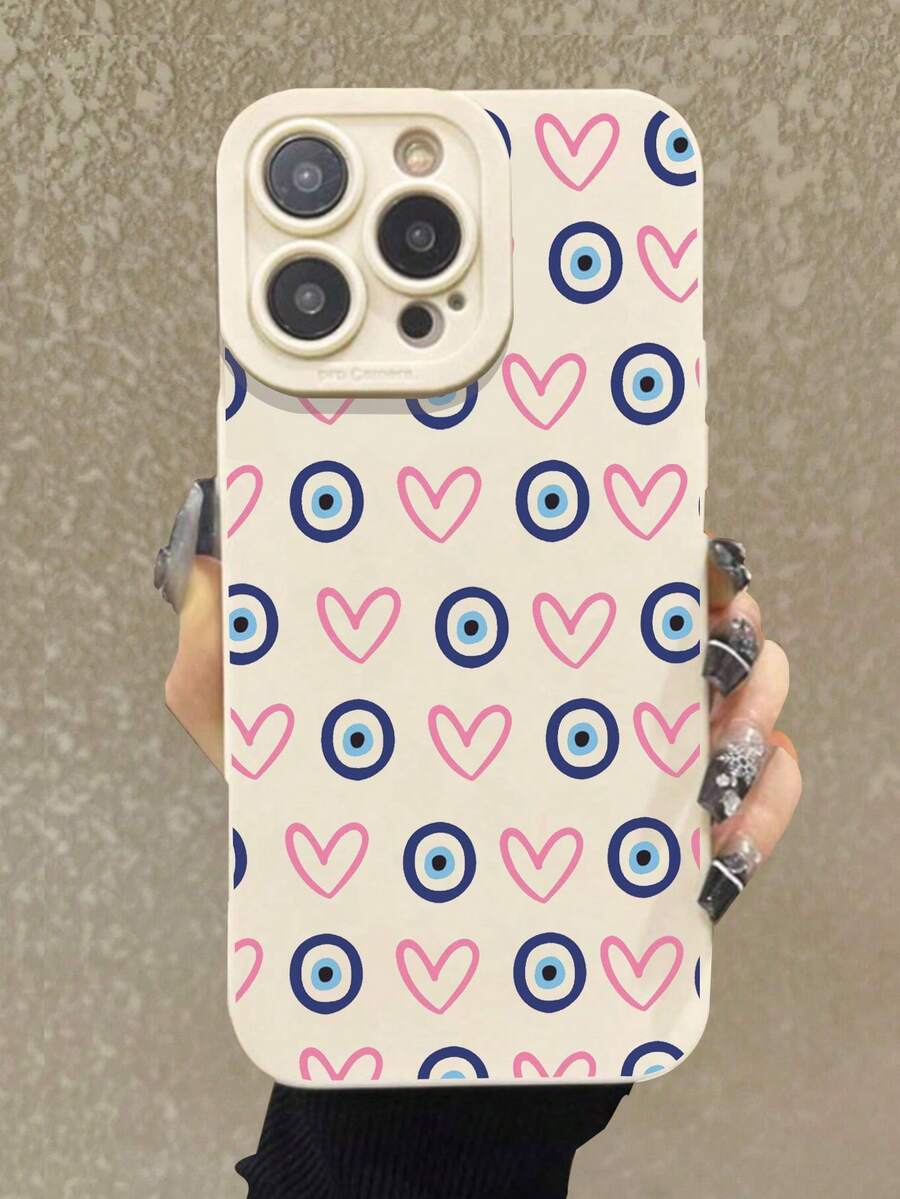 Heart-Shaped Painted Anti-Drop Soft Phone Case Compatible With IPhone 17/17 Pro, 16/15 XR/7/8, 16 Pro Max, 13/14/11/12 Pro Max, Galaxy, 10/9/Note 9/12C/Note 11 Pro/Note 8 Pro/9C/9A - Multicolor - View 1
