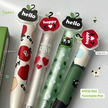 4支装快乐猫咪造型中性笔，0.5毫米速干黑色墨水，创意磁吸笔头，旋转式书写笔，办公用品 - 中性筆 - 查看 8