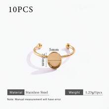 10 chiếc đế nhẫn điều chỉnh được bằng thép không gỉ mạ vàng 18K, phụ kiện tự làm trang sức, phù hợp cho nữ giới đeo hàng ngày. - Cài đặt vòng - Xem 20