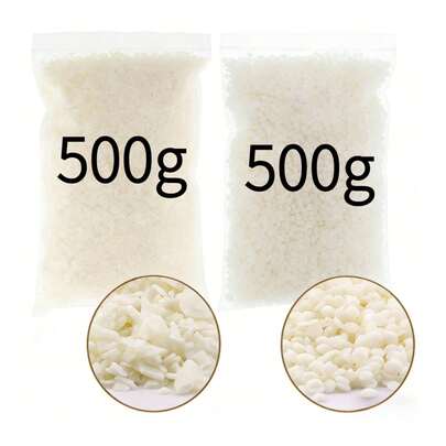1000g (500g dạng tấm + 500g dạng hạt), sáp đậu nành, sáp tự nhiên, dạng mảnh và hạt, dùng để làm nến, sáp thơm, đồ thủ công mỹ nghệ và nguyên liệu làm các sản phẩm thủ công DIY. Quà tặng thủ công cho Ramadan, Lễ Phục Sinh, trang phục Halloween / Ngày Valentine, Ngày của Mẹ.