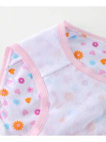 6pcs/Pack Young Girl' Ditsy Floral & Heart Print Comfortable Cotton Briefs, Assorted Styles For Toddlers & Little Children - Pink - View 6