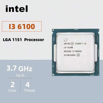  معالج Intel Core I3 6100 ثنائي النواة بسرعة 3.7 جيجاهرتز مع رسومات HD 530 LGA 1151 (SR2HG)