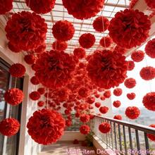 19个6英寸、8英寸、10英寸红色纸灯笼，DIY手工花艺，室内/室外家居悬挂装饰，户外节日派对装饰，摄影道具，春季装饰，情人节派对用品，浪漫婚礼摄影装饰 - 不含绳子 - 紅色 - 查看 2