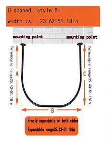 Thickened U-Shaped Shower Curtain Rod, No-Drill Expandable Rod, Bathroom Shower Curtain Support Bar - U - View 7