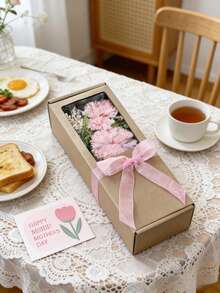 1 Box 13inch(H) Artificial Flower Gift Box, Suitable For Wedding, Birthday, Mother's Day, Teacher's Day, Thanksgiving, Party, Theme Events, Gifts - Multicolor - View 2